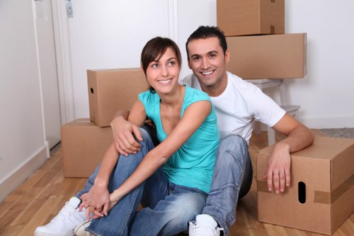 Flat move preparation with packed boxes for Richmond removals